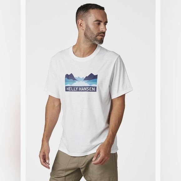 Helly-Hansen Mens Nord Graphic T-Shirt Size Large White Gorpcore - Picture 1 of 5